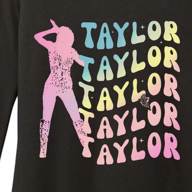 Personalized Retro Taylor First Name Groovy Birthday Womens CVC Long Sleeve Shirt