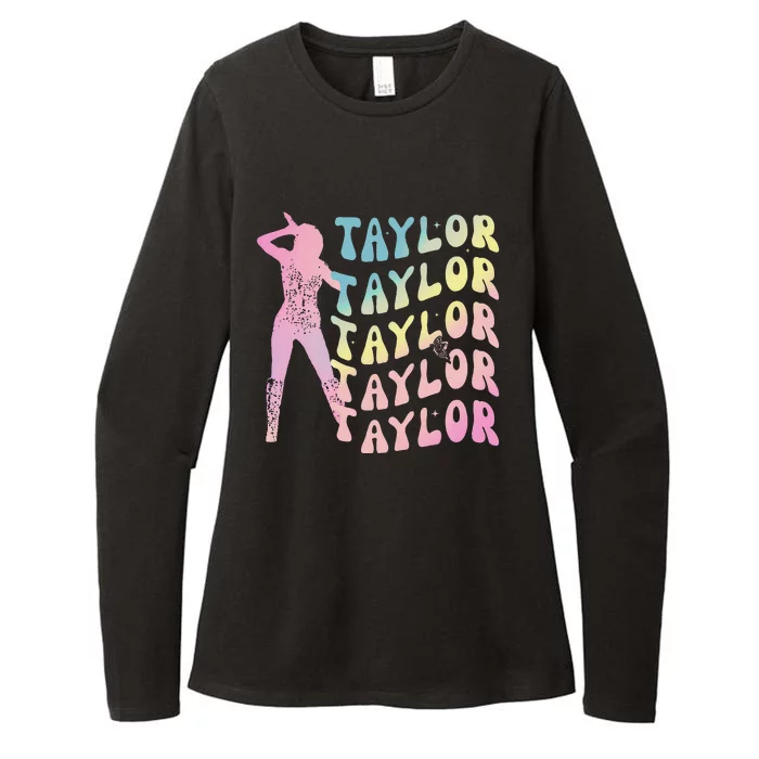 Personalized Retro Taylor First Name Groovy Birthday Womens CVC Long Sleeve Shirt