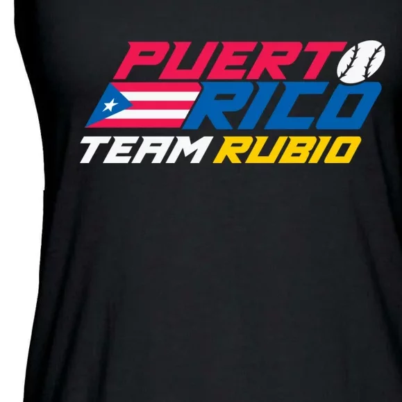 Puerto Rico Team Rubio Baseball Flag Ladies Essential Flowy Tank