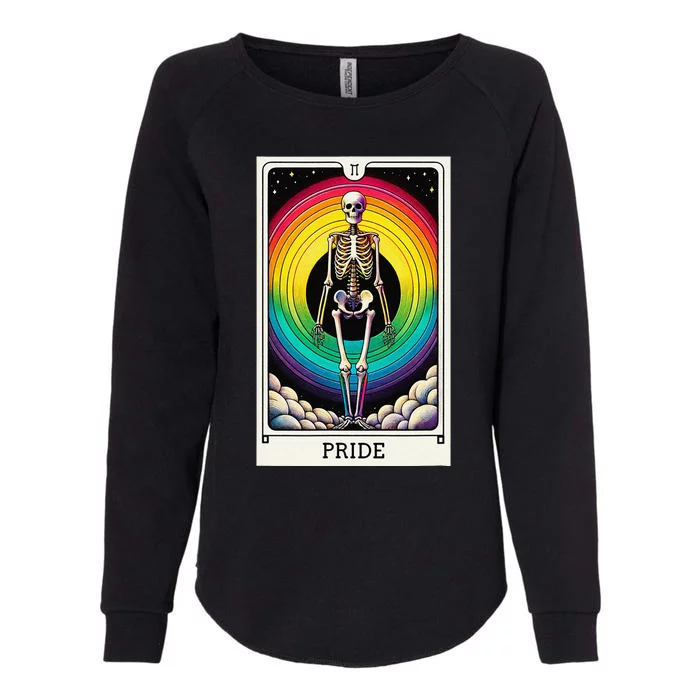 Pride Rainbow Tarot Card Skeleton Womens California Wash Sweatshirt