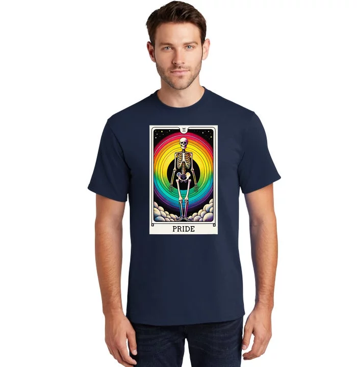 Pride Rainbow Tarot Card Skeleton Tall T-Shirt