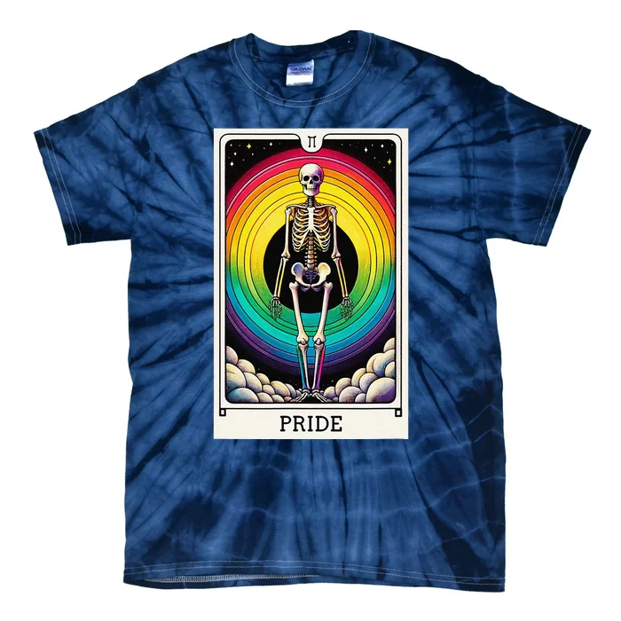 Pride Rainbow Tarot Card Skeleton Tie-Dye T-Shirt