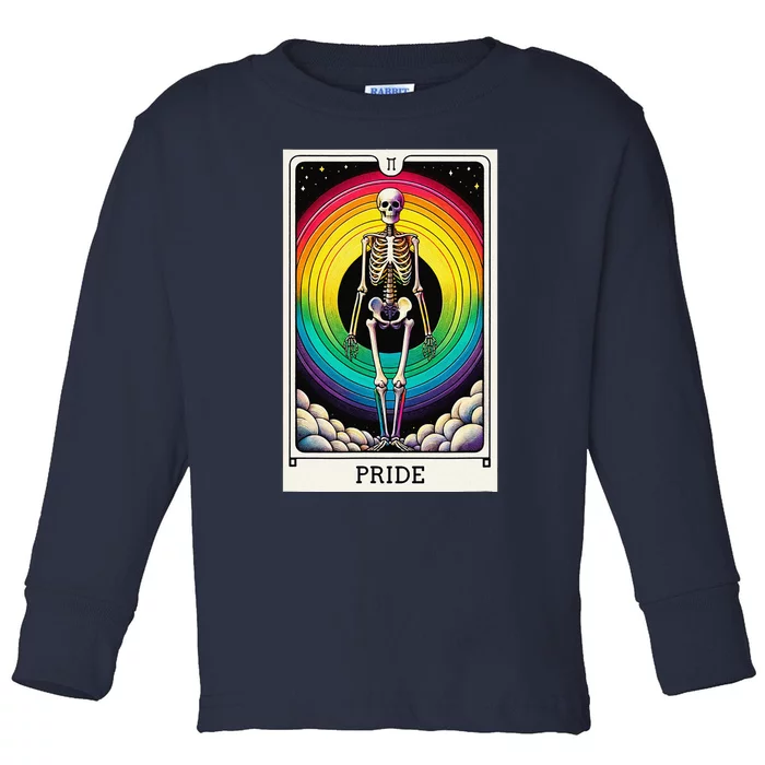 Pride Rainbow Tarot Card Skeleton Toddler Long Sleeve Shirt