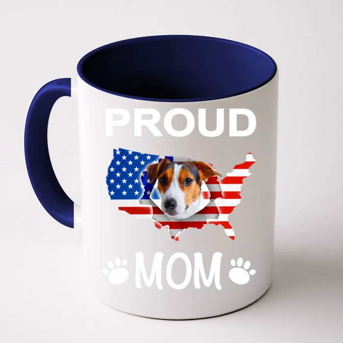 Parson Russel Terrier Russel Terrier Proud Patriot Mom Funny Gift Front & Back Coffee Mug