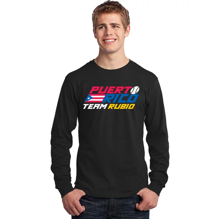 Puerto Rico Team Rubio Baseball Flag Long Sleeve Shirt