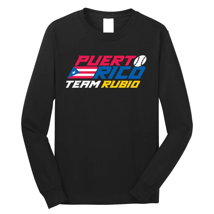 Puerto Rico Team Rubio Baseball Flag Long Sleeve Shirt