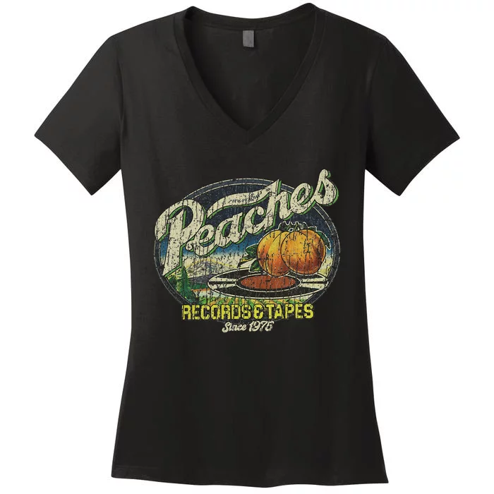 Peaches Records & Tapes 1975 Women's V-Neck T-Shirt