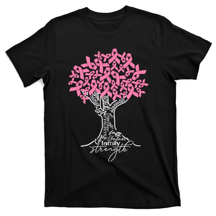 Pink Ribbon Tree Breast Cancer Fighter Breast Cancer Awareness Cancer T-Shirt