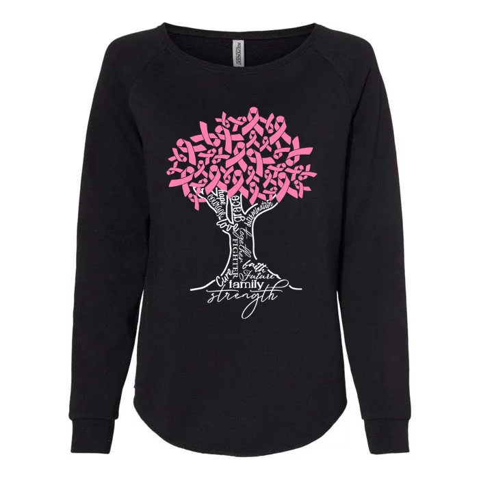 Pink Ribbon Tree Breast Cancer Fighter Breast Cancer Awareness Cancer Womens California Wash Sweatshirt