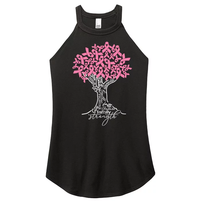 Pink Ribbon Tree Breast Cancer Fighter Breast Cancer Awareness Cancer Women’s Perfect Tri Rocker Tank