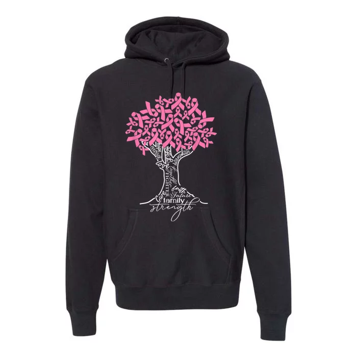 Pink Ribbon Tree Breast Cancer Fighter Premium Hoodie