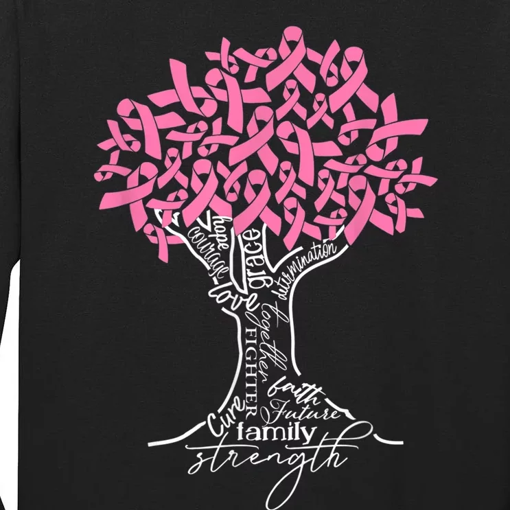 Pink Ribbon Tree Breast Cancer Fighter Tall Long Sleeve T-Shirt