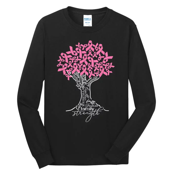 Pink Ribbon Tree Breast Cancer Fighter Tall Long Sleeve T-Shirt