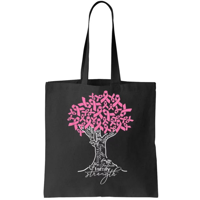 Pink Ribbon Tree Breast Cancer Fighter Tote Bag