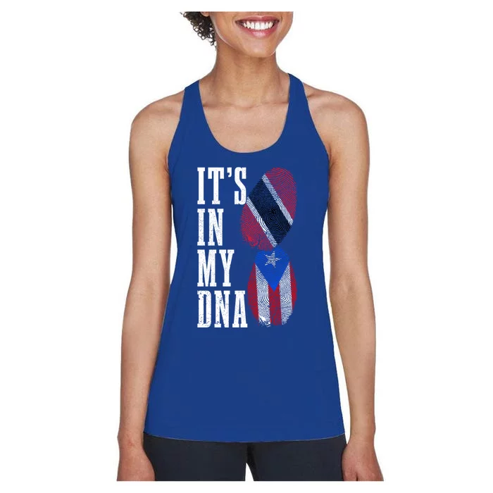 Puerto Rico Trinidad Tobago Its In My Dna Pride Puerto Rican Cool Gift Women's Racerback Tank