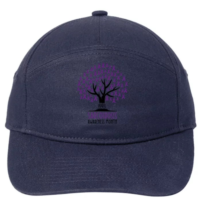 Purple Ribbon Tree April Sarcoidosis Awareness Month Gift 7-Panel Snapback Hat