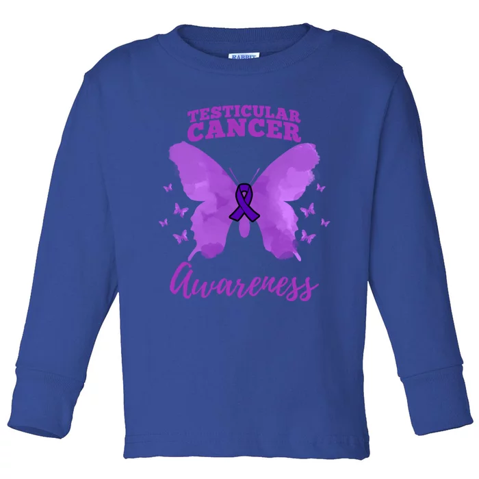 Purple Ribbon Testicular Cancer Awareness Gift Toddler Long Sleeve Shirt