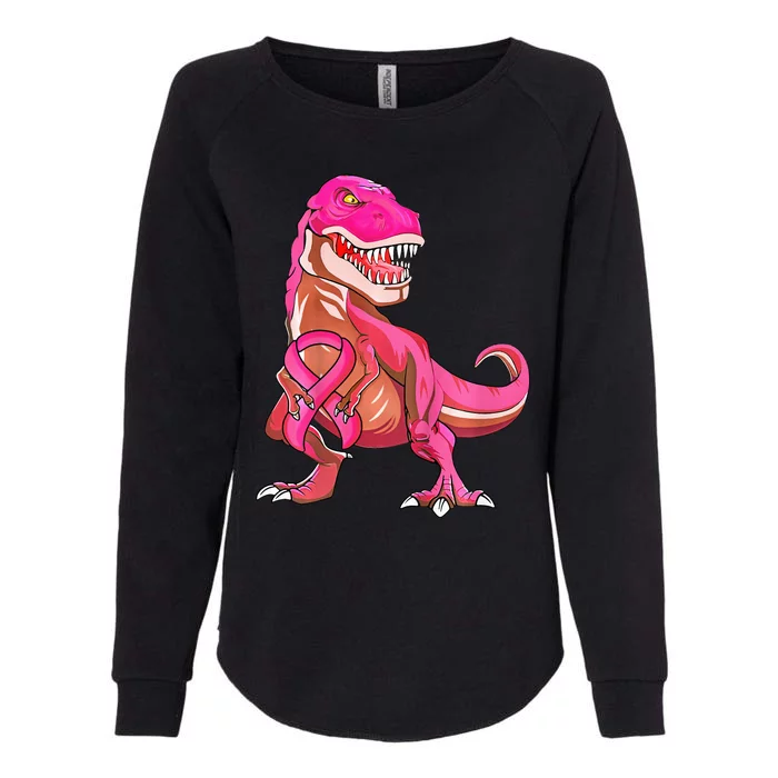 Pink Ribbon TRex Breast Cancer Awareness Womens California Wash Sweatshirt