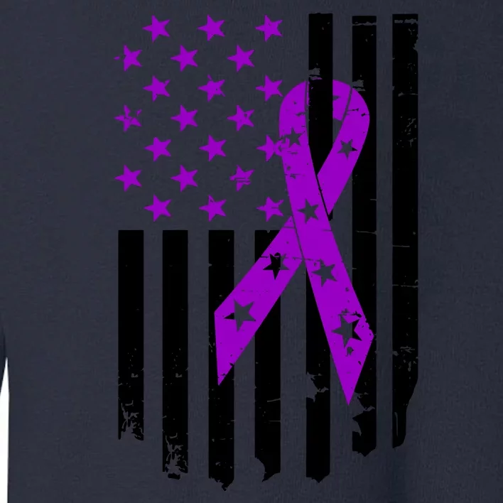 Purple Ribbon US Flag Epileptic Epilepsy Awareness Month Toddler Sweatshirt