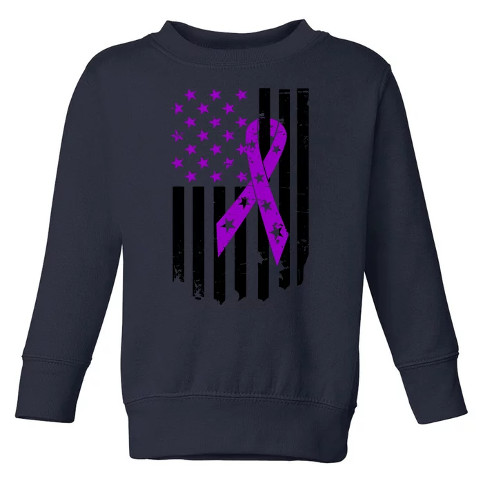 Purple Ribbon US Flag Epileptic Epilepsy Awareness Month Toddler Sweatshirt