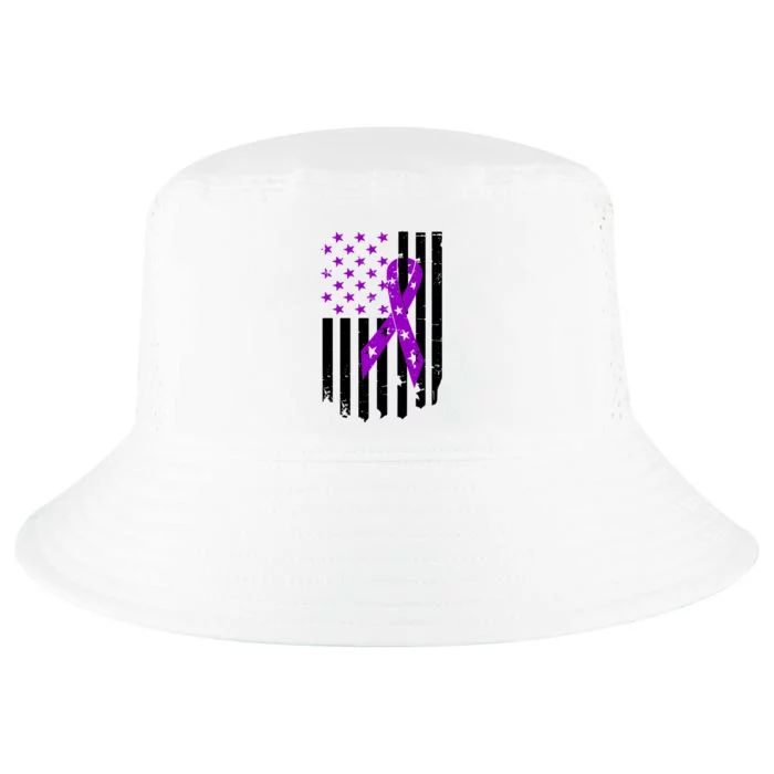 Purple Ribbon US Flag Epileptic Epilepsy Awareness Month Cool Comfort Performance Bucket Hat