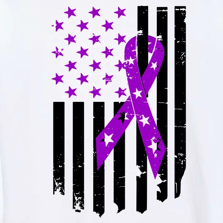 Purple Ribbon US Flag Epileptic Epilepsy Awareness Month Garment-Dyed Sweatshirt