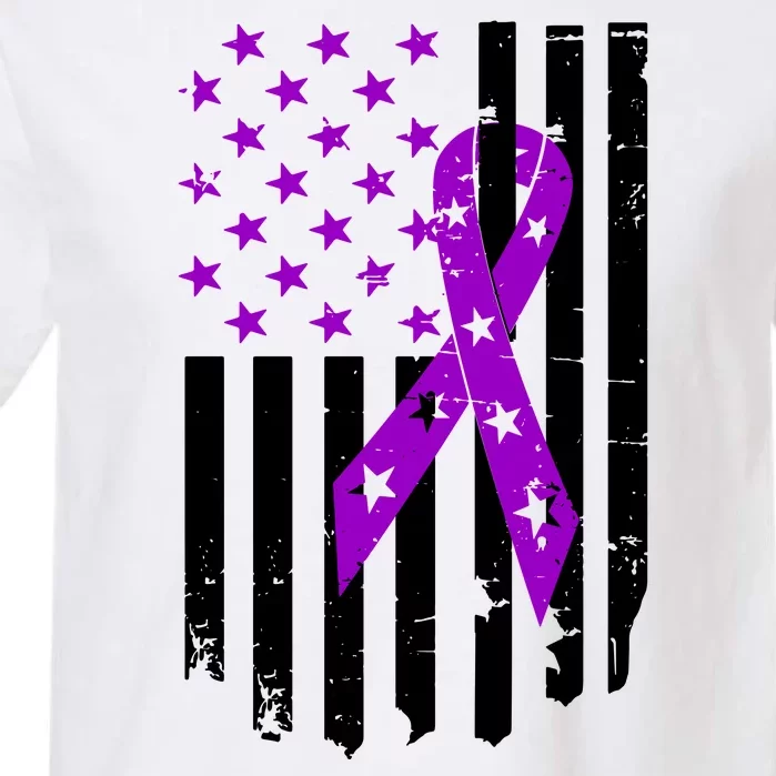 Purple Ribbon US Flag Epileptic Epilepsy Awareness Month Garment-Dyed Heavyweight T-Shirt