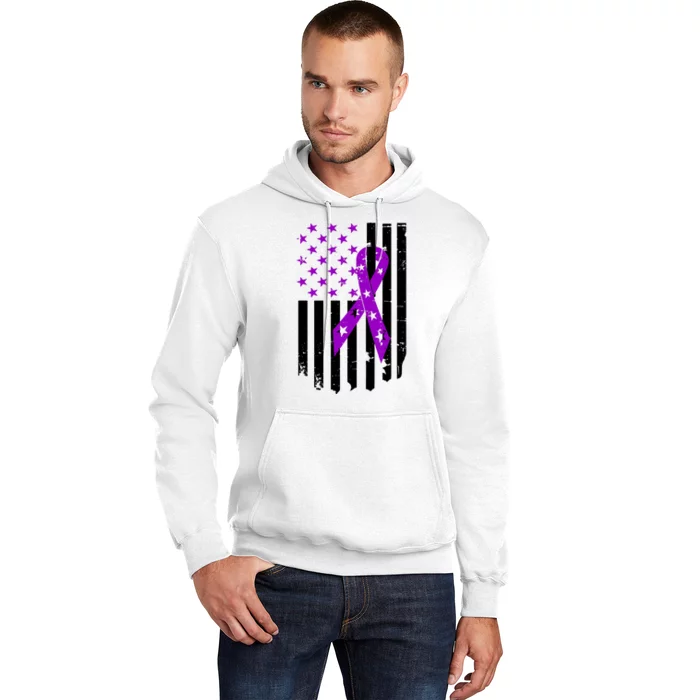 Purple Ribbon US Flag Epileptic Epilepsy Awareness Month Hoodie