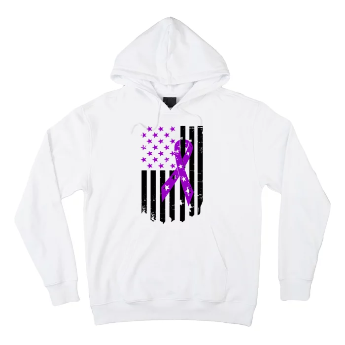 Purple Ribbon US Flag Epileptic Epilepsy Awareness Month Hoodie