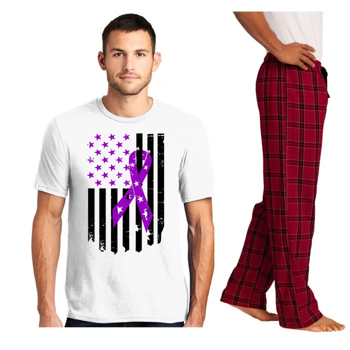 Purple Ribbon US Flag Epileptic Epilepsy Awareness Month Pajama Set