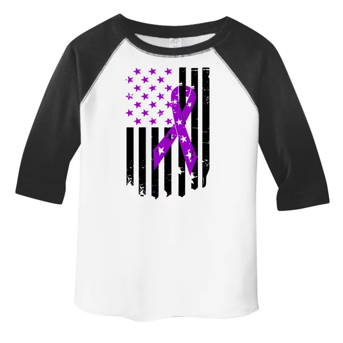 Purple Ribbon US Flag Epileptic Epilepsy Awareness Month Toddler Fine Jersey T-Shirt