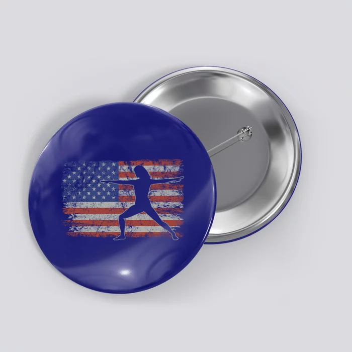 Pilates Retro Usa Flag Fitness 4th Of July Pilates Gift Button