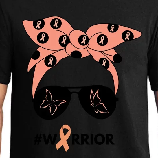 Peach Ribbon Uterine Endometrial Cancer Warrior Bandana Gift Pajama Set