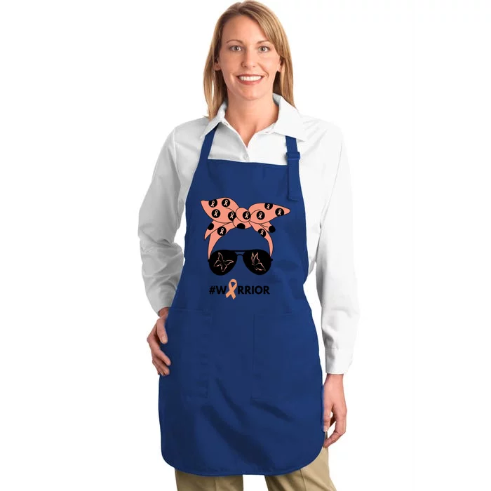 Peach Ribbon Uterine Endometrial Cancer Warrior Bandana Gift Full-Length Apron With Pocket