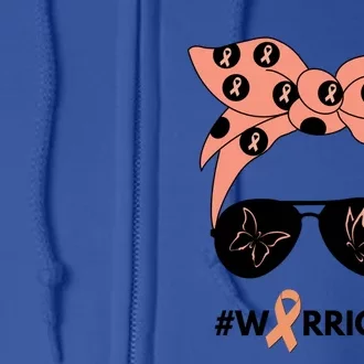 Peach Ribbon Uterine Endometrial Cancer Warrior Bandana Gift Full Zip Hoodie