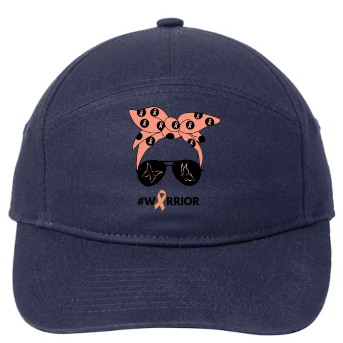 Peach Ribbon Uterine Endometrial Cancer Warrior Bandana Gift 7-Panel Snapback Hat