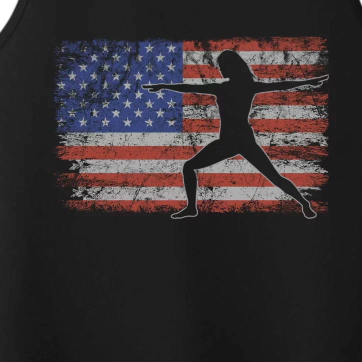 Pilates Retro Usa Flag Fitness 4th Of July Pilates Cool Gift Performance Tank