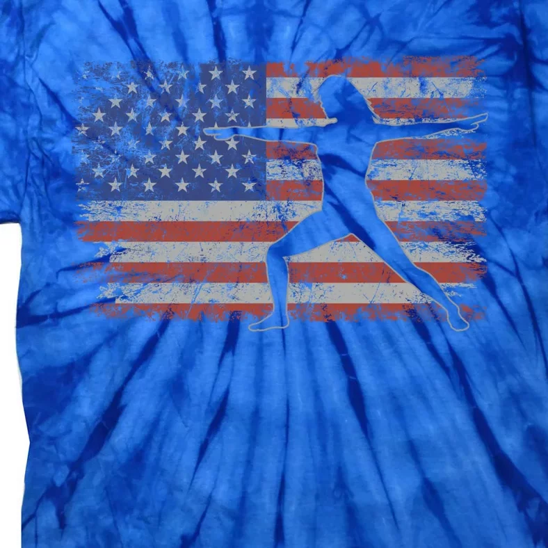 Pilates Retro Usa Flag Fitness 4th Of July Pilates Cool Gift Tie-Dye T-Shirt