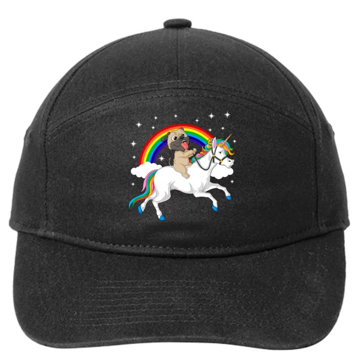 Pug Riding Unicorn 7-Panel Snapback Hat