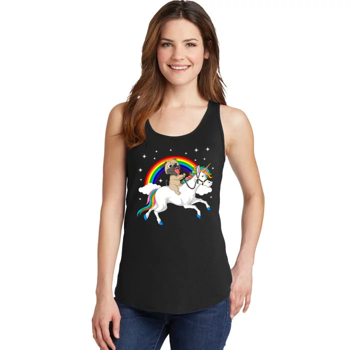 Pug Riding Unicorn Ladies Essential Tank