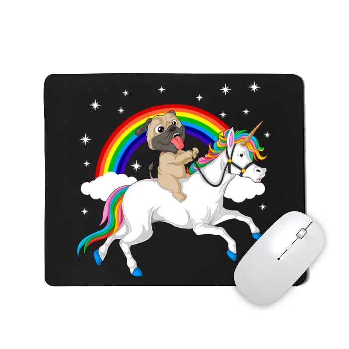 Pug Riding Unicorn Mousepad