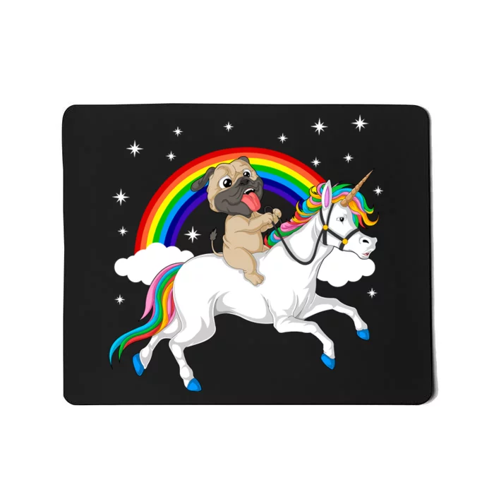 Pug Riding Unicorn Mousepad