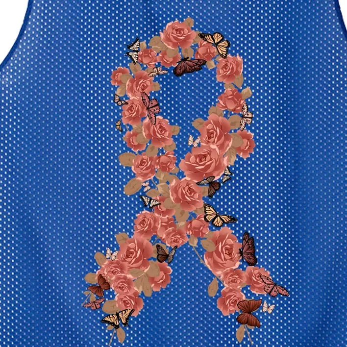 Peach Ribbon Uterine Endometrial Cancer Awareness Gift Mesh Reversible Basketball Jersey Tank