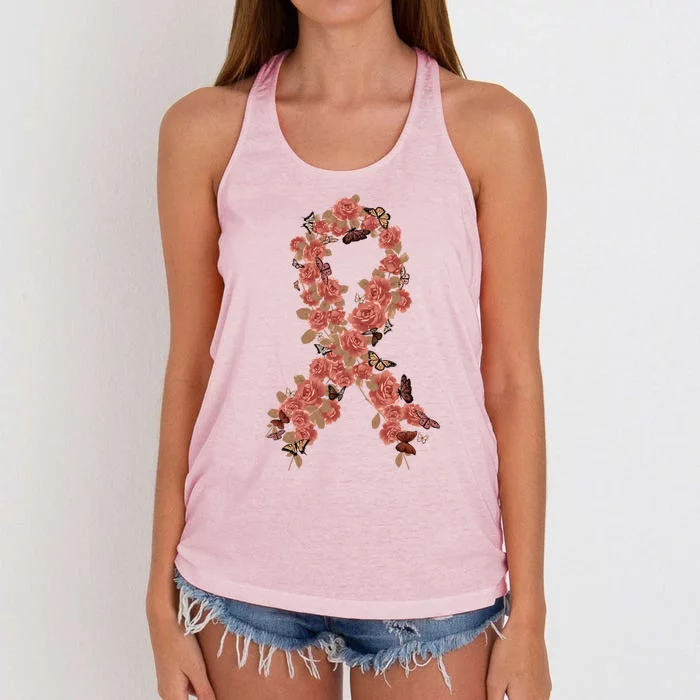 Peach Ribbon Uterine Endometrial Cancer Awareness Gift Women's Knotted Racerback Tank