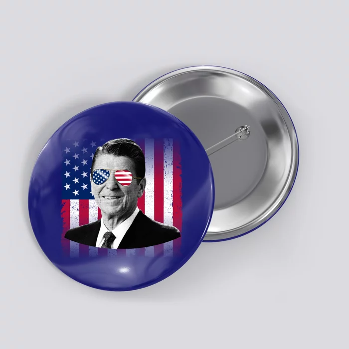 President Reagan Usa Flag Patriotic American 4th Of July Gift Button