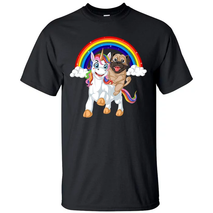 Pug Riding Unicorn Tall T-Shirt