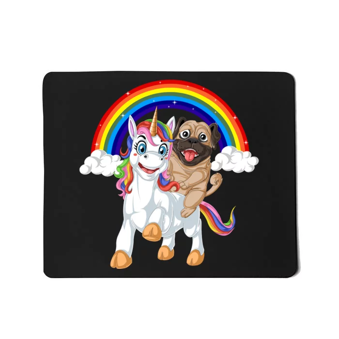 Pug Riding Unicorn Mousepad