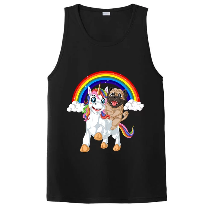 Pug Riding Unicorn Performance Tank