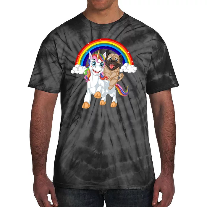 Pug Riding Unicorn Tie-Dye T-Shirt