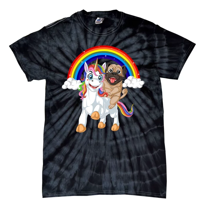 Pug Riding Unicorn Tie-Dye T-Shirt